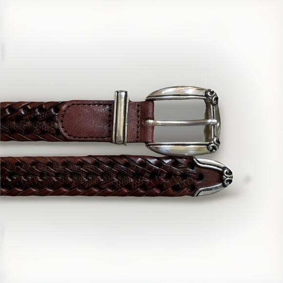 Fossil Accessories - Fossil Brown Silver Buckle Braided Western Americana M‎ Classic Belt